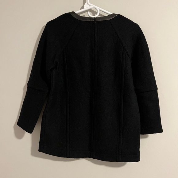 MADEWELL Structured Sweater Black Wool Leather Trim Size XXS - Picture 4 of 12
